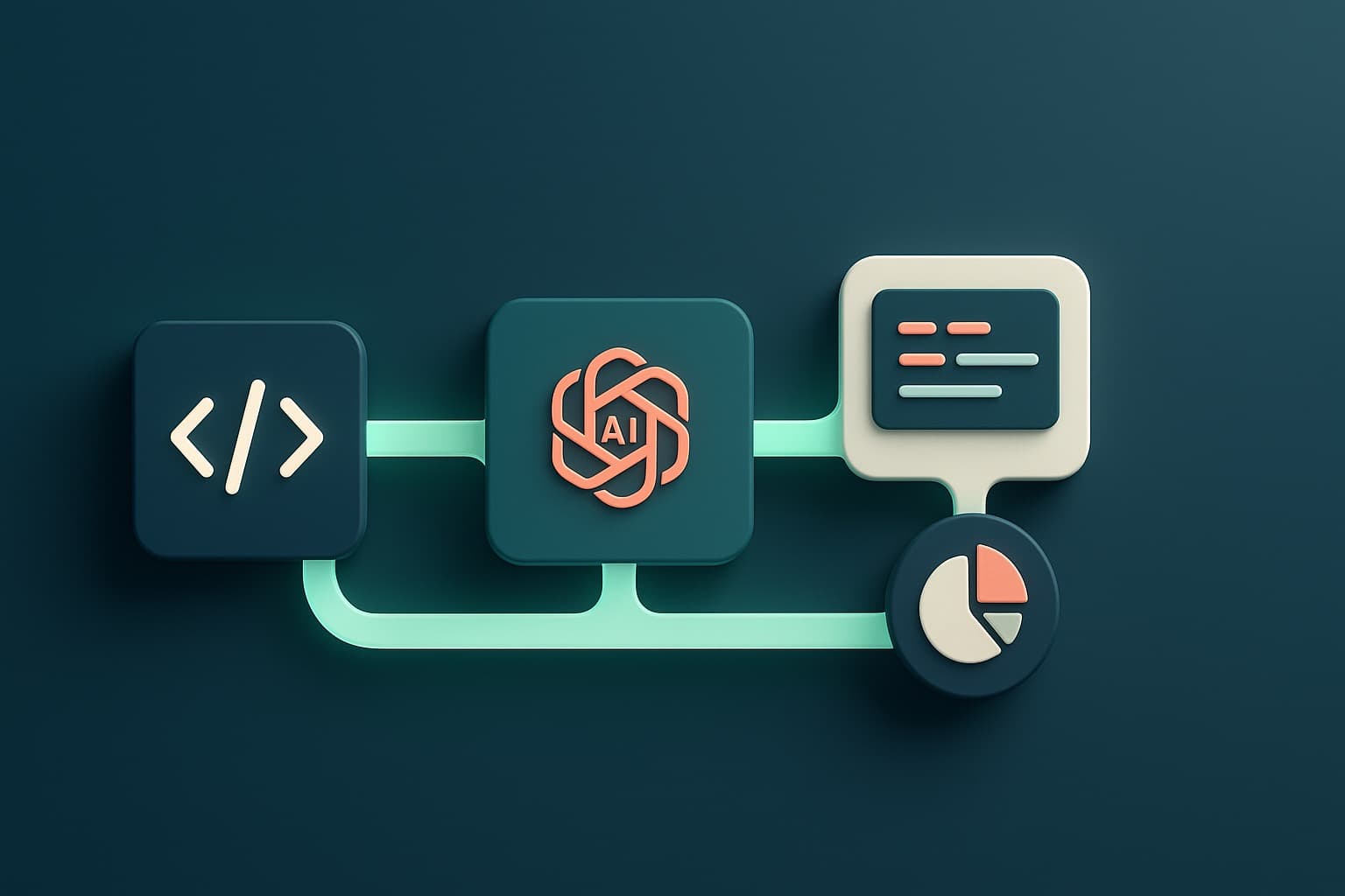 Abstract coastal layers stacking like a toolkit, representing a combined AI coding stack