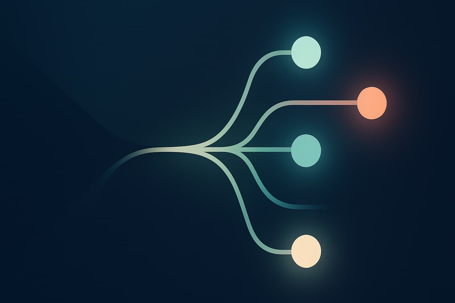 Sea glass green channels branching and rejoining, representing routing between AI models