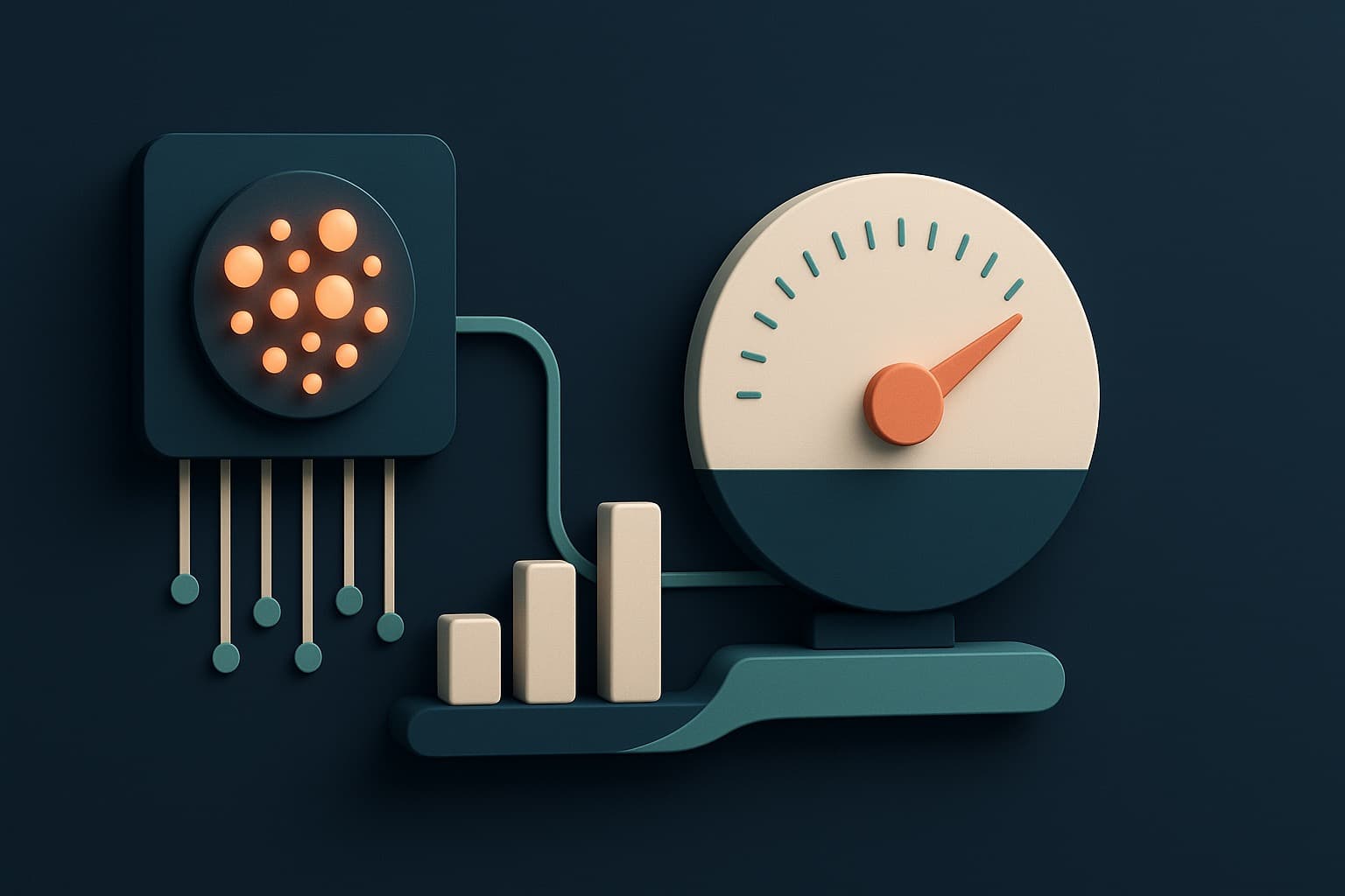Fuel gauges on a coastal boat at dusk, representing controlling the cost of an AI agent
